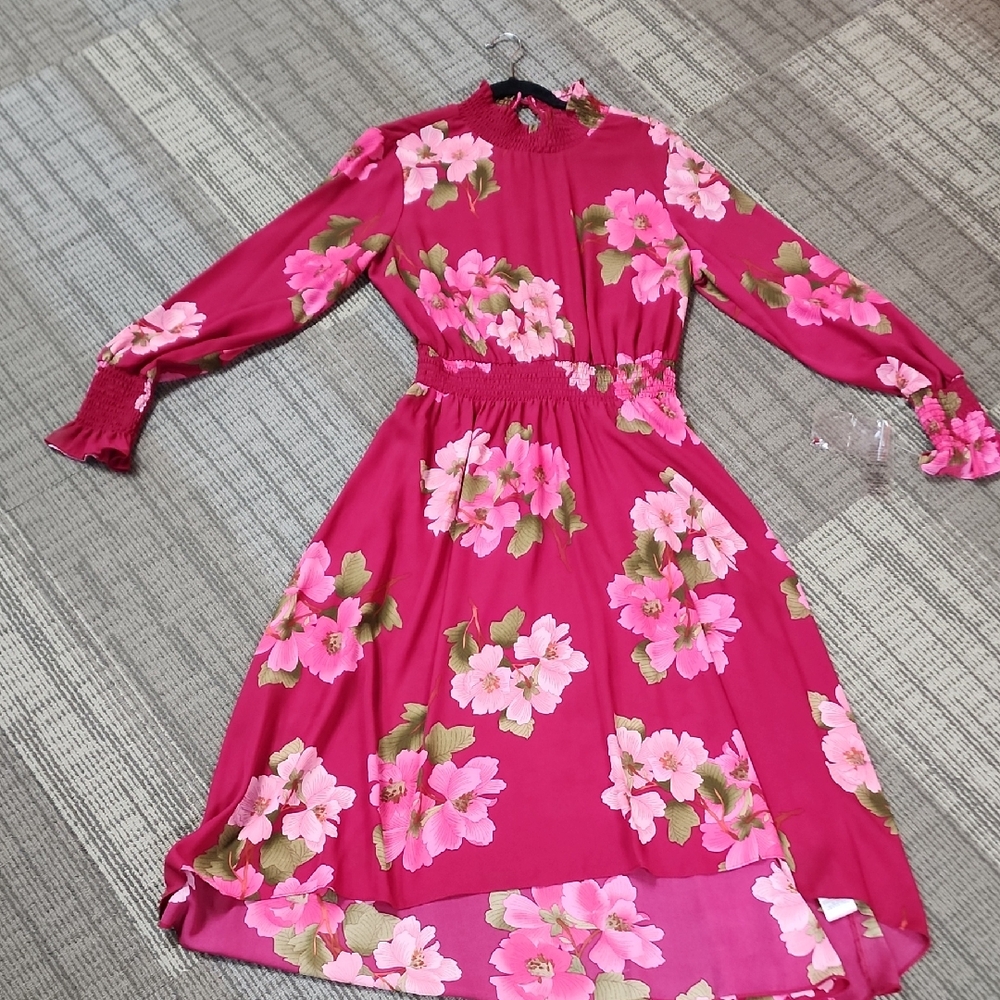 Nanette Lepore Fuchsia Pink Floral Midi Dress